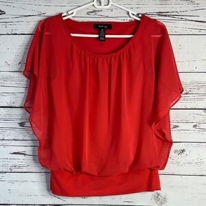 New York & Company Vibrant Red Blouse